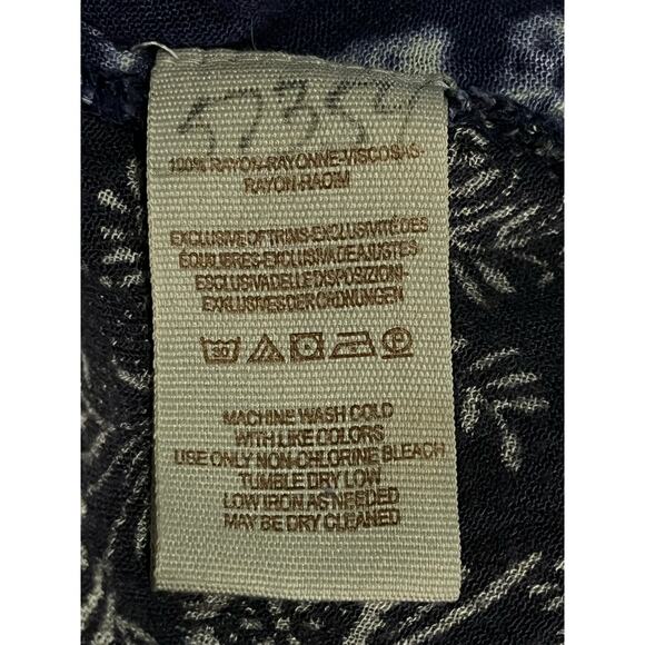 Free People Floral Tunic Blouse Blue V-Neck Button Front Hi-Low Hem Boho Small - Picture 6 of 7